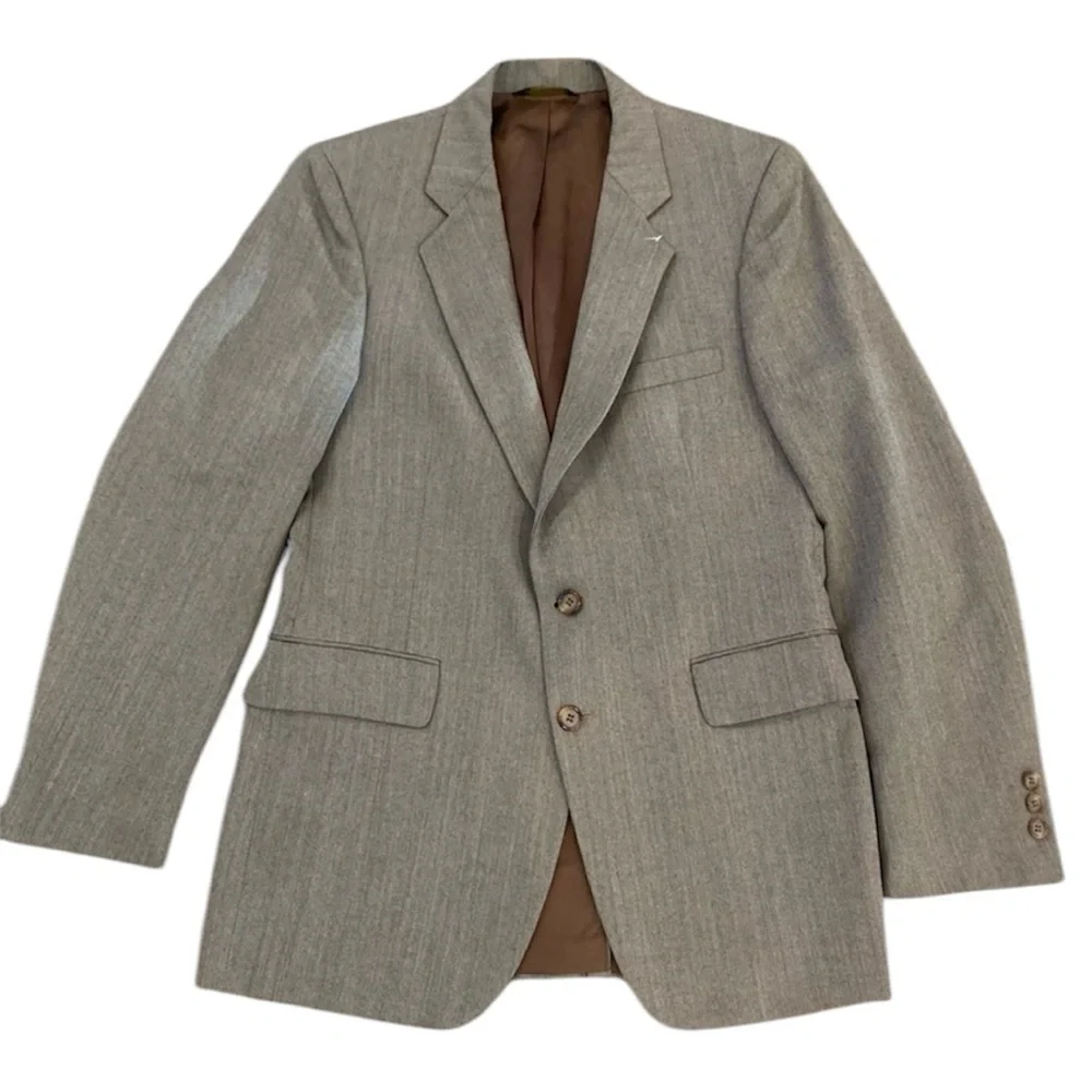 Pierre Balmain Mens Herringbone Paris Luxury Blazer Brown Sports Coat Si…